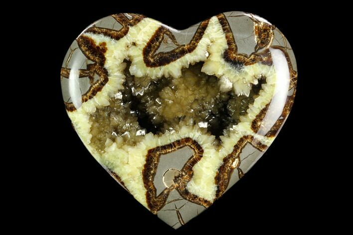 D Polished Utah Septarian Heart - Beautiful Crystals #123863